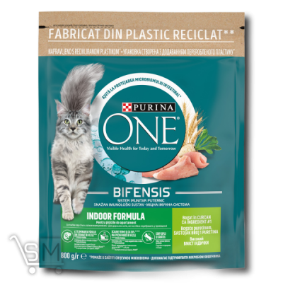 Сравнить цены на Корм «Purina ONE» «Indoor» индейка и цельные злаки для взрослых котов 800г