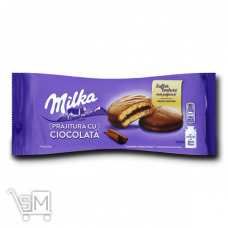Тістечко-сендвіч «Milka» «Choc&Choc» бісквітне з начинкою вкрите молочним шоколадом 150г Тістечко-сендвіч «Milka» «Choc&Choc» бісквітне з начинкою вкрите молочним шоколадом 150г