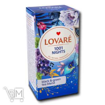 Сравнить цены на Чай «Lovare» «1001 Nights» чорний та зелений з ягодами та пелюстками 2г*24шт