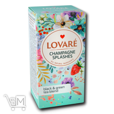 Сравнить цены на Чай «Lovare» «Champagne Splashes» чорний та зелений з ягодами та пелюстками 2г*24шт