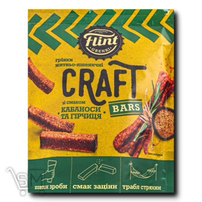 Сравнить цены на Грінки «Flint» «Craft» житньо-пшеничні зі смаком «Кабаноси та гірчиця» 90г