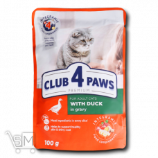 Корм «Club 4 paws» «Premium» С уткой в соусе для взрослых котов 100г