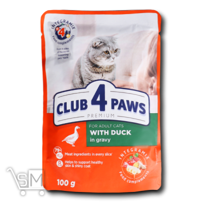 Сравнить цены на Корм «Club 4 paws» «Premium» С уткой в соусе для взрослых котов 100г