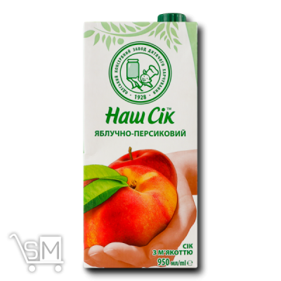 Сравнить цены на Сок «Наш Сок» яблочно-персиковый 0,95л