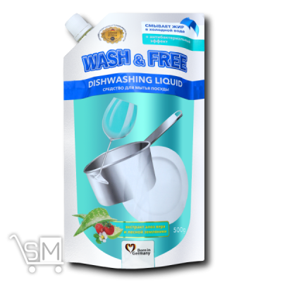 Сравнить цены на Средство для мытья посуды «Wash&Free» «Алое и земляника» 500г
