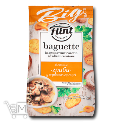 Сравнить цены на Сухарики «Flint» «Baguette» пшеничные со вкусом грибов в сливочном соусе 150г
