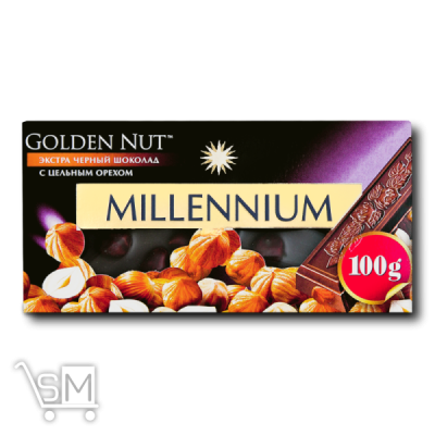Сравнить цены на Шоколад черный «Millennium» «Golden Nut» с цельными лесными орехами 90г