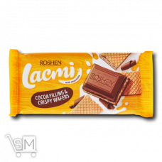 Шоколад молочный «Roshen» «Lacmi» с шоколадной начинкой и вафлей 105г