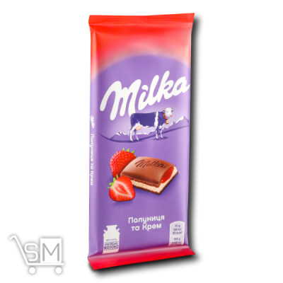 Сравнить цены на Шоколад молочный «Milka» «Клубника и крем» 90г