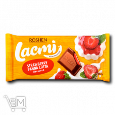Шоколад молочный «Roshen» «Lacmi» с начинкой со вкусом клубничной панна котты 90г