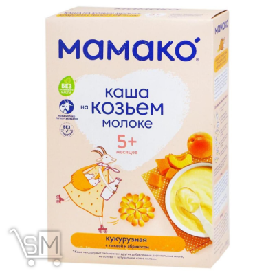 Сравнить цены на Каша Мамако кукурузная на козьем молоке с тыквой и абрикосом для детей с 5 месяцев 200г