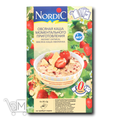 Сравнить цены на Каша овсяная Nordic с белым шоколадом и клубникой 6х35г