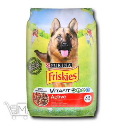 Сравнить цены на Корм сухой Friskies Active с говядиной для взрослых активных собак 10кг