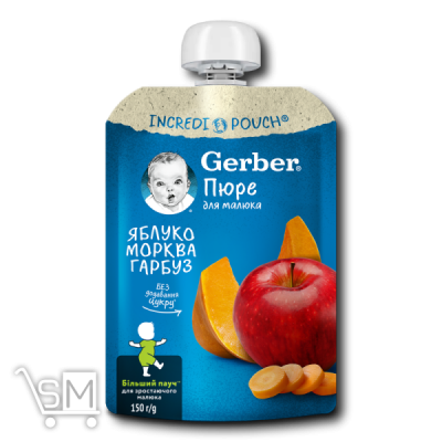Сравнить цены на Пюре Gerber яблоко-морковь-тыква 150г
