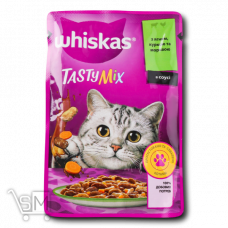 Корм Whiskas Tasty Mix Ягня та курка з морквою в соусі для дорослих котів 85г Корм Whiskas Tasty Mix Ягня та курка з морквою в соусі для дорослих котів 85г