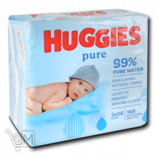 Вологі серветки «Huggies» «Pure» 2+1 168шт