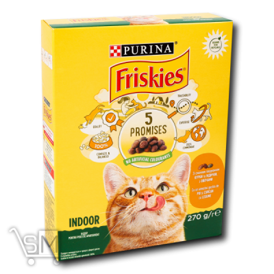 Сравнить цены на Корм для взрослых котов «Friskies» «Indoor» сухой с курицей и садовой травой 270г
