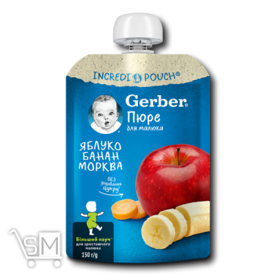 Сравнить цены на Пюре Gerber яблоко-банан-морковь 150г