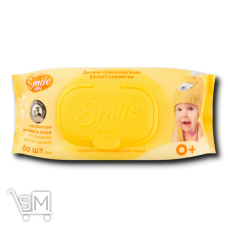 Серветки вологі Smile Baby Екстракт ромашки і алое клапан 60шт Серветки вологі Smile Baby Екстракт ромашки і алое клапан 60шт
