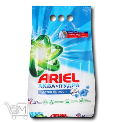Сравнить цены на Пральний порошок Ariel Аква-пудра Дотик свіжості Lenor автомат 2,7кг