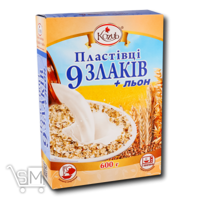 Сравнить цены на Хлопья Козуб 9 злаков+лен 600г