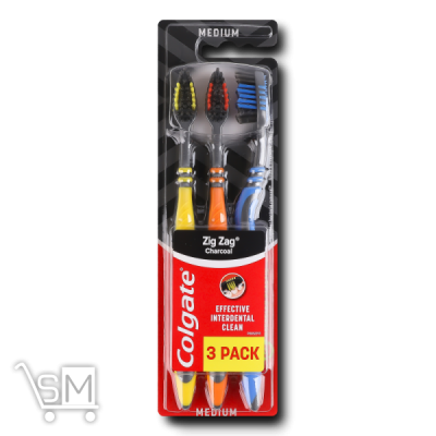 Сравнить цены на Зубні щітки Colgate Zig Zag Charcoal середньої жорсткості 3шт