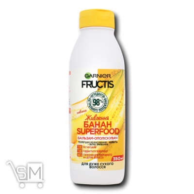 Сравнить цены на Бальзам-ополіскувач Garnier Fructis Банан Superfood Живлення для сухого волосся 350мл