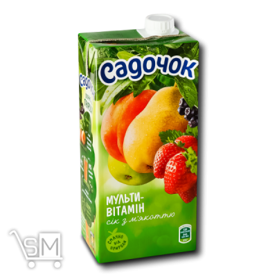 Сравнить цены на Сок Садочок мультивитаминный с мякотью 0,95л