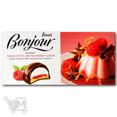 Сравнить цены на Десерт «Konti» «Bonjour» «Пана-кота та малина» 232г