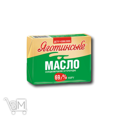 Сравнить цены на Масло «Яготинское» «Бутербродное» сладкосливочное 69,2% 200г