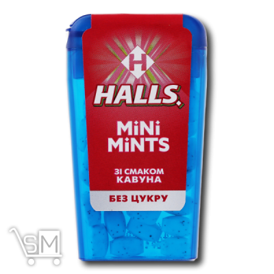 Сравнить цены на Цукерки «Halls» «Mini Mints» зі смаком кавуна 12.5г