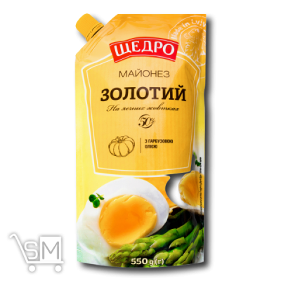 Сравнить цены на Майонез «Щедро» «Золотой» 50% 550г