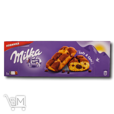 Сравнить цены на Пирожное «Milka» бисквит с кусочками шоколада 175г