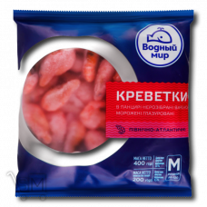 Креветки «Водний Світ» в панцирі варено-морожені 90-120 400г