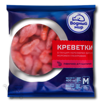 Сравнить цены на Креветки «Водный Мир» в панцире варено-мороженые 90-120 400г