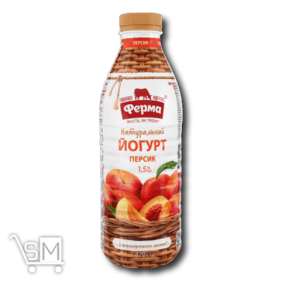 Сравнить цены на Йогурт «Ферма» зі смаком персика 1,5% 820г