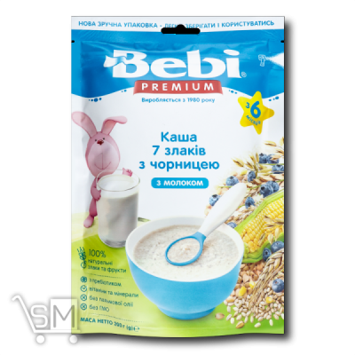 Сравнить цены на Каша «Bebi» «Premium» 7 злаков с черникой 200г