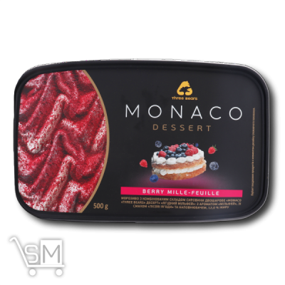 Сравнить цены на Морозиво «Три Ведмеді» «Monaco» «Ягідний мільфей» 500г