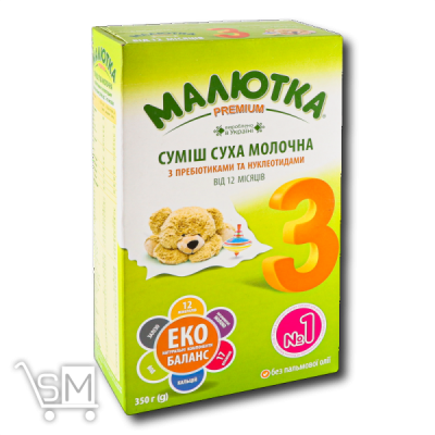 Сравнить цены на Смесь молочная «Малютка» «Premium» 3 сухая от 12 месяцев 350г