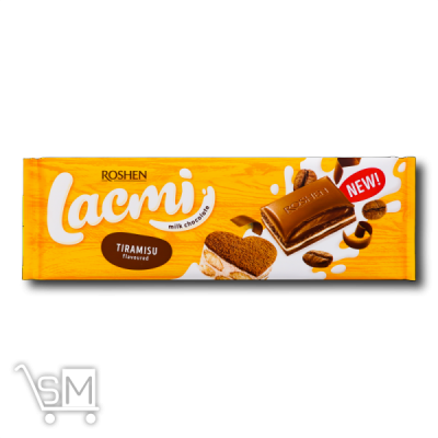Сравнить цены на Шоколад молочний «Roshen» «Lacmi» «Tiramisu» з печивом 295г