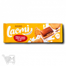 Шоколад молочный «Roshen» «Lacmi» с шоколадно-ореховой начинкой и печеньем 290г