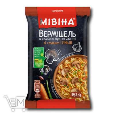 Сравнить цены на Вермішель «Мівіна» зі смаком грибів негостра 59,2г