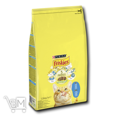 Сравнить цены на Корм сухий «Friskies» з лососем та овочами для дорослих котів 1,5кг