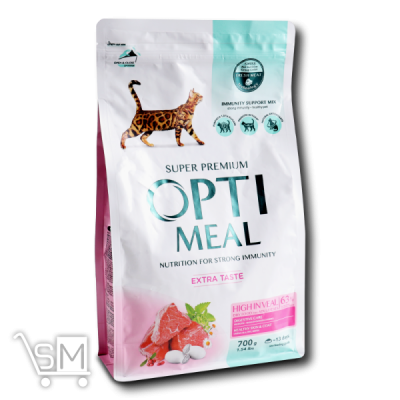 Сравнить цены на Корм сухий «Optimeal» «Extra Taste» телятина для котів 700г