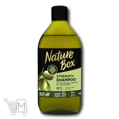 Сравнить цены на Шампунь «Nature Box» «Strength» для зміцнення довгого волосся з оливковою олією холодного віджиму 385мл