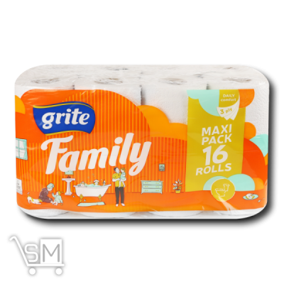 Сравнить цены на Бумага туалетная «Grite» «Family Decor» 3 слоя 16шт