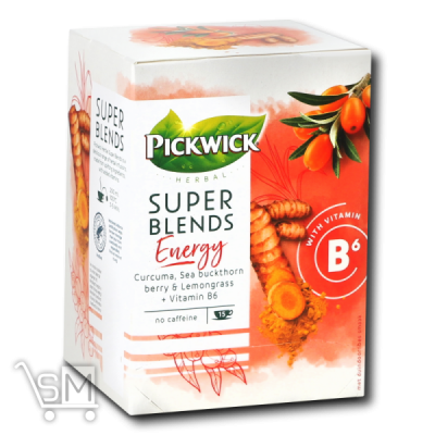 Сравнить цены на Чай травяний «Pickwick» «Super Blends Energy» «Curcuma&lemongrass» вітамін В6 15шт
