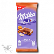 Шоколад молочный «Milka» «Peanut&Crispy Caramel» 90г