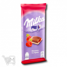 Шоколад молочный «Milka» Малина и крем 90г