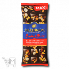 Шоколад черный «Millennium» «Fruits&Nuts» миндаль, лесные орехи, апельсиновые цукаты, изюм 140г